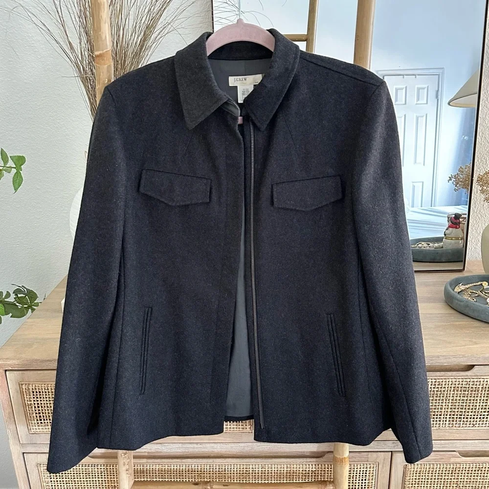 J Crew Gray Wool Jacket Sz M